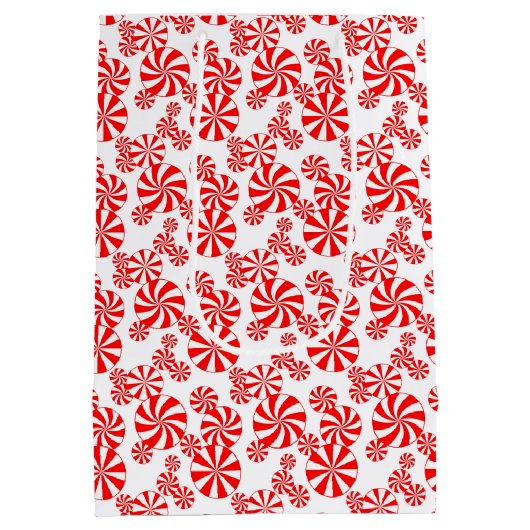 Red White Peppermint Snoep Patroon bewerkbaar Medium Cadeauzakje (Achterkant)