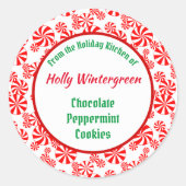 Red White Peppermint Snoep Patroon bewerkbaar Ronde Sticker (Voorkant)