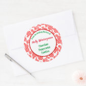 Red White Peppermint Snoep Patroon bewerkbaar Ronde Sticker (Envelop)
