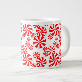 Red White Peppermint Snoep Pattern Jumbo Mok