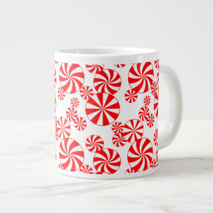 Red White Peppermint Snoep Pattern Jumbo Mok