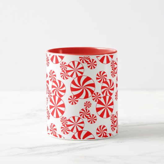Red White Peppermint Snoep Pattern Mok (Midden)