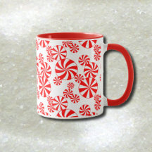 Red White Peppermint Snoep Pattern Mok