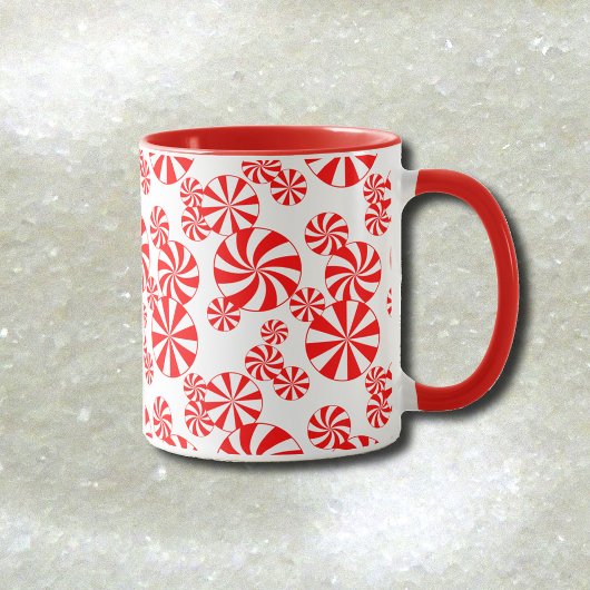 Red White Peppermint Snoep Pattern Mok