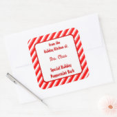 Red White Peppermint Stripe Custom Holiday Baking Vierkante Sticker (Envelop)