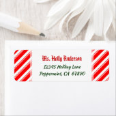 Red White Peppermint Stripes Aangepast retouradres Etiket (Insitu)