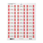 Red White Peppermint Stripes Aangepast retouradres Etiket (Full Sheet)