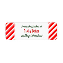 Red White Peppermint Stripes aangepaste baklabels Etiket