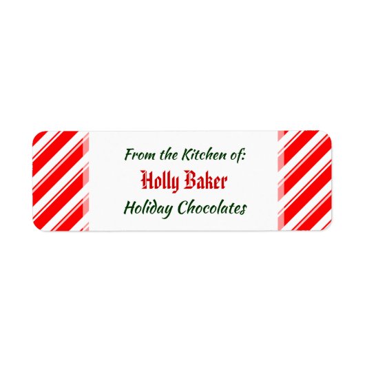 Red White Peppermint Stripes aangepaste baklabels Etiket (Voorkant)