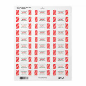 Red White Peppermint Stripes aangepaste baklabels Etiket (Full Sheet)