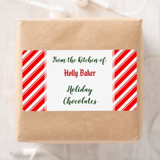 Red White Peppermint Stripes aangepaste baklabels Etiket (Insitu)