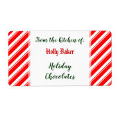 Red White Peppermint Stripes aangepaste baklabels Etiket (Voorkant)