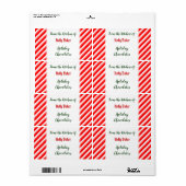 Red White Peppermint Stripes aangepaste baklabels Etiket (Full Sheet)