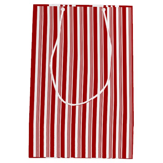 Red White Peppermint Stripes Design Gift Bag Medium Cadeauzakje (Achterkant)