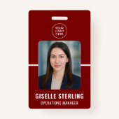Red White Personalized Employee ID Card Badge (Voorkant)