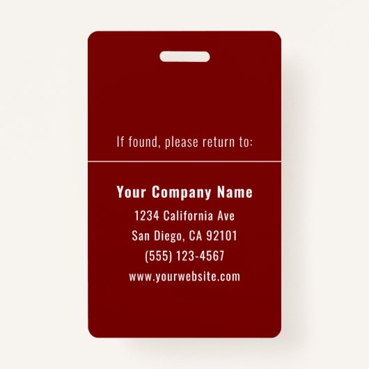 Red White Personalized Employee ID Card Badge (Achterkant)