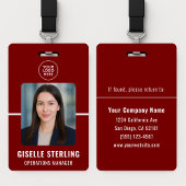 Red White Personalized Employee ID Card Badge