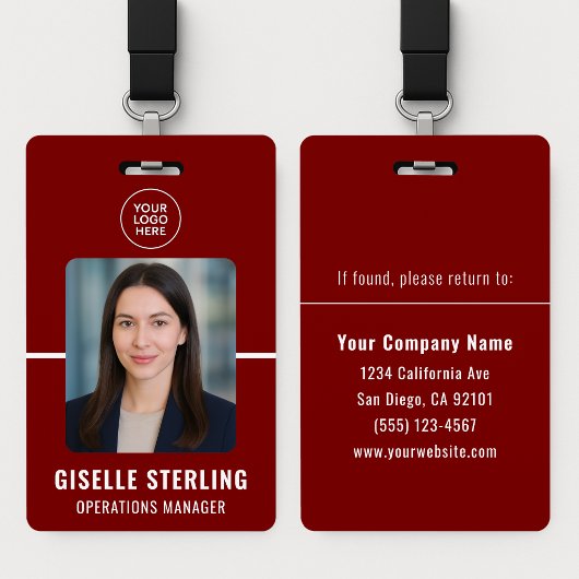Red White Personalized Employee ID Card Badge