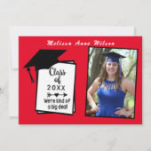 Red White Photo Modern Afstuderen Party Kaart (Voorkant)