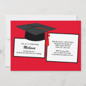 Red White Photo Modern Afstuderen Party Kaart (Achterkant)