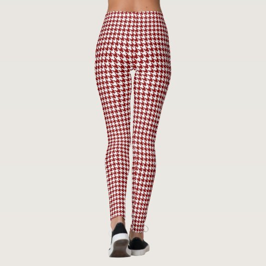 Red White Pied de Poule Houndstooth Leggings (Achterkant)