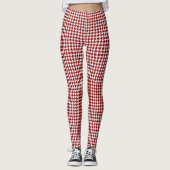 Red White Pied de Poule Houndstooth Leggings (Voorkant)
