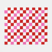 Red White Pink Checkered Pattern Design  Fleece Deken (Voorkant (Horizontaal))