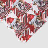 Red White Plaid Bulldog Kerstvakantie Tissuepapier (Detail)