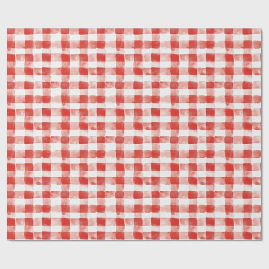 Red White Plaid Stripes Birthday Cadeaupapier (Vlak)