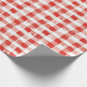 Red White Plaid Stripes Birthday Cadeaupapier (Hoek)