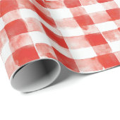 Red White Plaid Stripes Birthday Cadeaupapier (Rol Hoek)