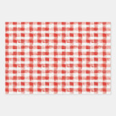 Red White Plaid Stripes Birthday Inpakpapier Vel (Voorkant)