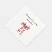 Red White Plaid Stripes Bow Birthday Servet (Hoek)