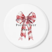 Red White Plaid Stripes Bow   Magneet (Voorkant)