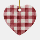 Red White Plaid Stripes Gold Ribbon Christmas Keramisch Ornament (Achterkant)