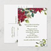 Red & White Poinsettia Holly kerstparty Uitnodiging Briefkaart (Voorkant / Achterkant)