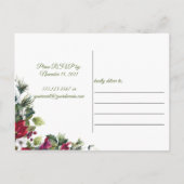 Red & White Poinsettia Holly kerstparty Uitnodiging Briefkaart (Achterkant)