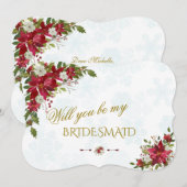 Red White Poinsettia, jij bent mijn bruidsmeisje Kaart (Voorkant / Achterkant)