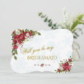 Red White Poinsettia, jij bent mijn bruidsmeisje Kaart (Staand voorkant)