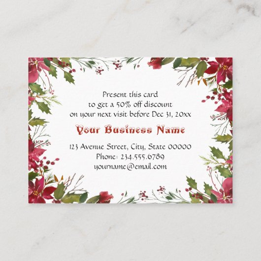 Red White Poinsettia Lijst Vakantie Korting (Achterkant)