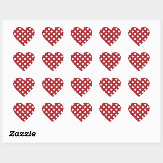 Red White Polka Dot Hart Sticker (Vel)