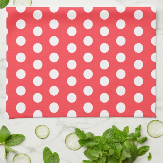 Red White Polka Dot Kitchen Towel Theedoek (Gevouwen)