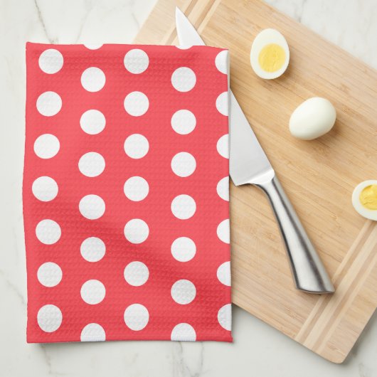 Red White Polka Dot Kitchen Towel Theedoek (Quarter Fold)