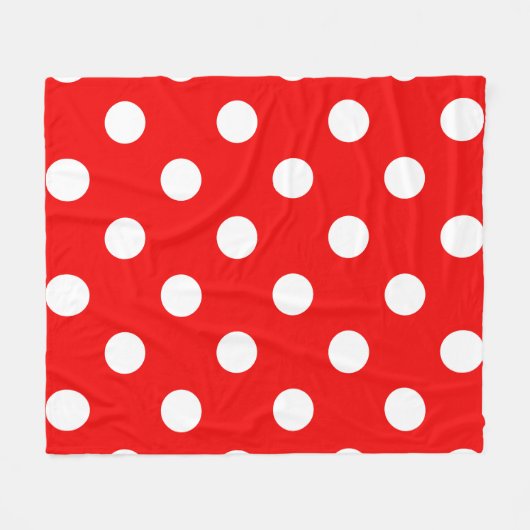Red White Polka Dot Pattern Fleece Deken (Voorkant (Horizontaal))