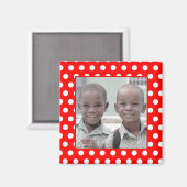 Red White Polka Dot Photo Lijst Magnet (Voorkant / Achterkant)