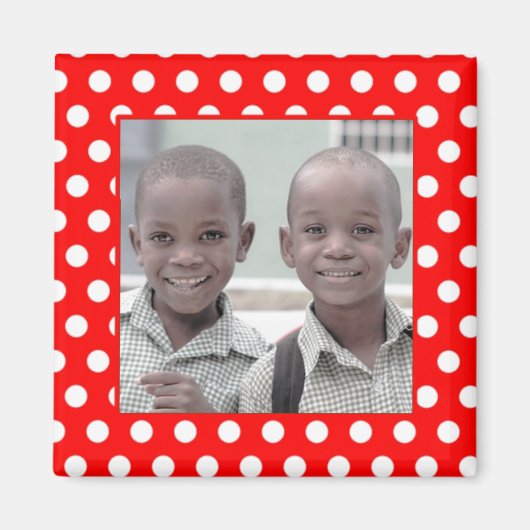 Red White Polka Dot Photo Lijst Magnet (Voorkant)