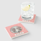 Red White Polka Dot Photo Lijst Stenen Onderzetter (Zijkant)