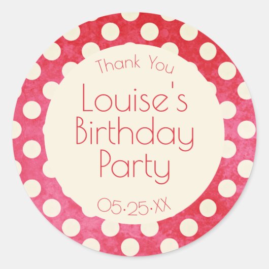 Red White Polka Dot Ronde Sticker (Voorkant)