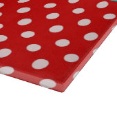 Red White Polka Dots Bright Aqua Name Monogram Snijplank (Hoek)