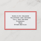 Red White Polka Dots Bright Aqua Name Monogram Visitekaartje (Achterkant)